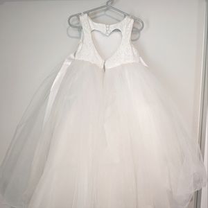 David's Bridal Ball Gown Flower Girl Dress with Heart cutout - Style# RK1368